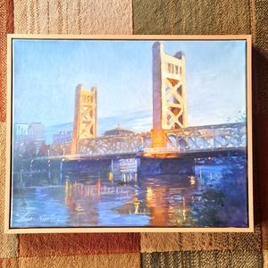 Oil Painting Xiaolong Zhou "Tower Bridge in the Evening" 20.75L x 17H